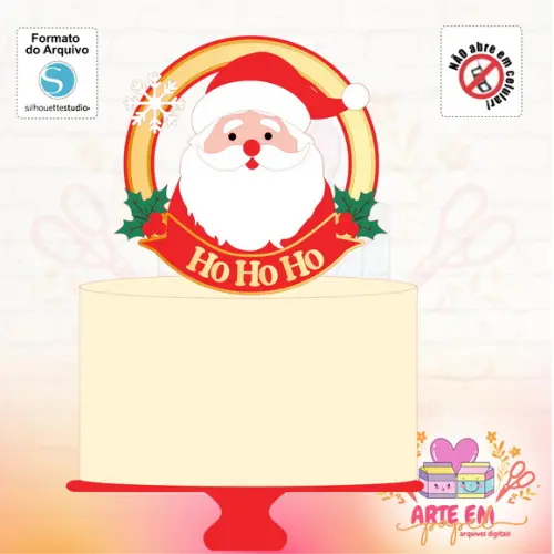 Arquivo Corte: Topo Circular Hohoho Natal Papai Noel 012