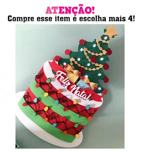 Arquivo Corte: Topo de Bolo Árvore e Feliz Natal 025