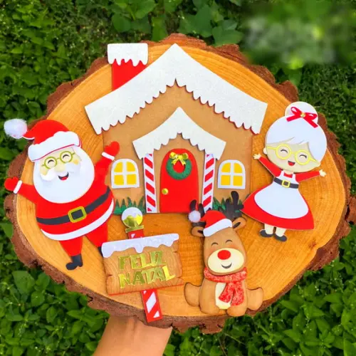 Arquivo Corte: Topo de Bolo Feliz Natal Casa do Noel 094