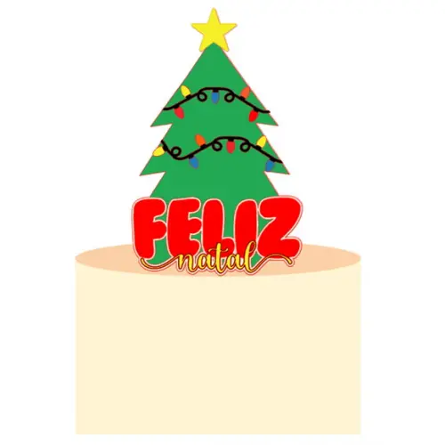 Arquivo Corte: Topo de Bolo Feliz Natal Árvore 083