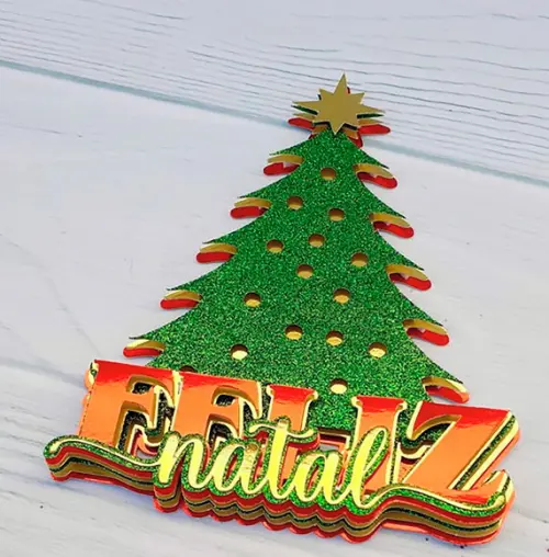 Arquivo Corte: Topo de Bolo Feliz Natal Árvore 095