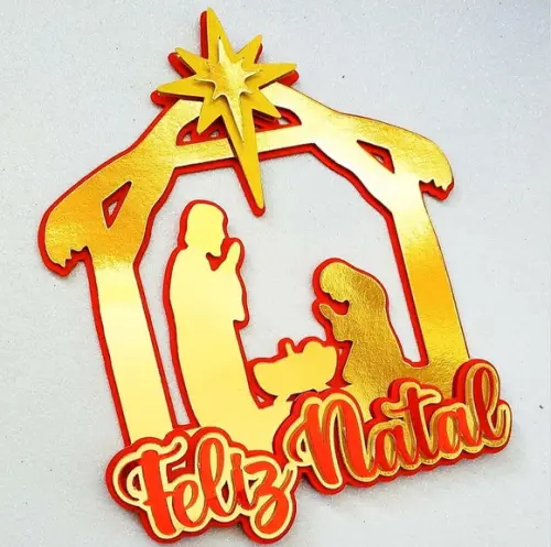 Arquivo Corte: Topo de Bolo Feliz Natal Presépio 073