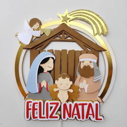 Arquivo Corte: Topo de Bolo Feliz Natal Presépio Jesus 054