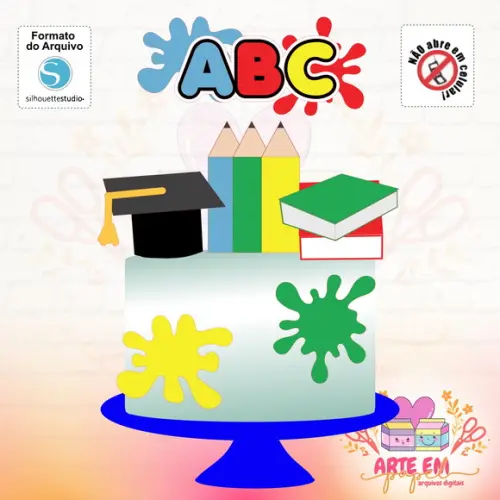 Arquivo Corte: Topo de Bolo Formatura Abc 3d