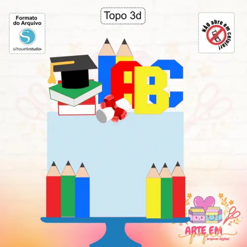 Arquivo Corte: Topo de Bolo Formatura Abc 3d