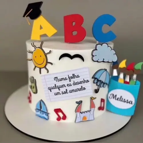 Arquivo Corte: Topo de Bolo Formatura Abc Aquarela