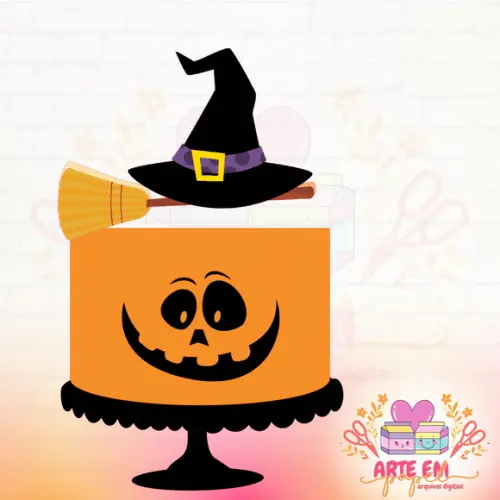 Arquivo Corte: Topo de Bolo Halloween Abobora