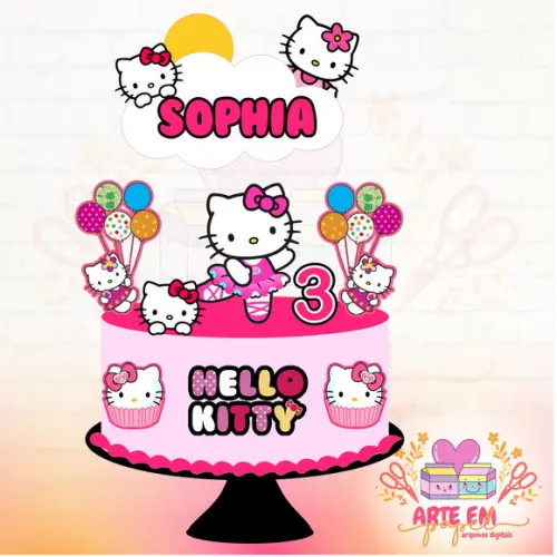 Arquivo Corte: Topo de Bolo Hello Kitty