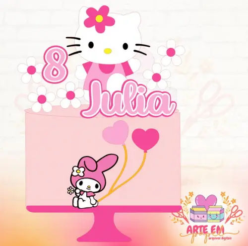 Arquivo Corte: Topo de Bolo Hello Kitty 03