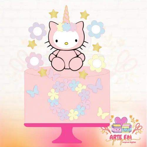 Arquivo Corte: Topo de Bolo Hello Kitty Camadas 02