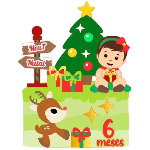 Arquivo Corte: Topo de Bolo Meu 1° Natal Menina Baby 03