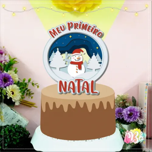 Arquivo Corte: Topo de Bolo Meu 1º Natal