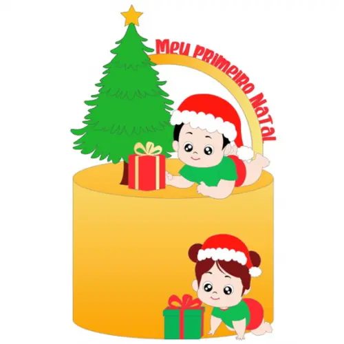 Arquivo Corte: Topo de Bolo Meu 1º Natal Menino e Menina