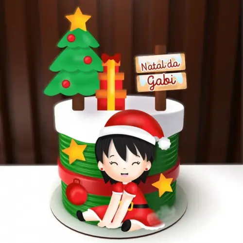 Arquivo Corte: Topo de Bolo Natal Menina