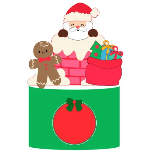 Arquivo Corte: Topo de Bolo Natal Papai Noel na Chaminé 106