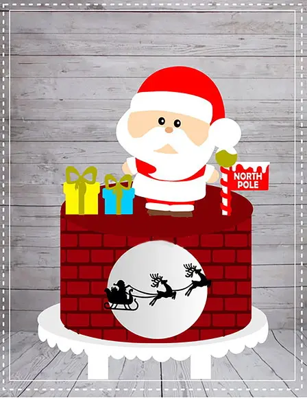 Arquivo Corte: Topo de Bolo Natal Papai Noel Cute 087