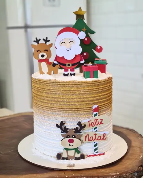 Arquivo Corte: Topo de Bolo Natal Papai Noel Cute