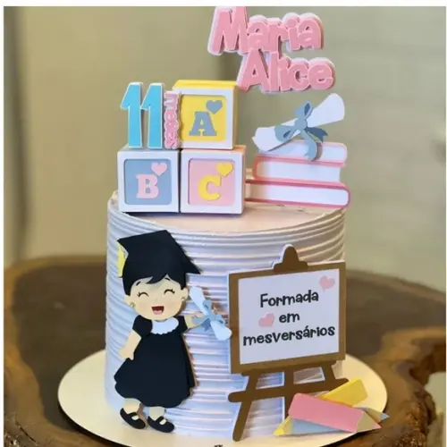 Arquivo Corte: Topo Formatura Abc Menina + Cubo 3d
