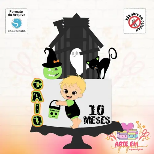Arquivo Corte: Topo Halloween Frankenstein Baby 02