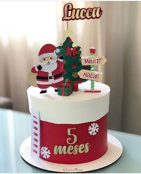 Arquivo Corte:topo de Bolo Meu 1º Natal Papai Noel