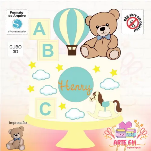 Arquivo de Corte: Chá de Bebe Ursinho Verde