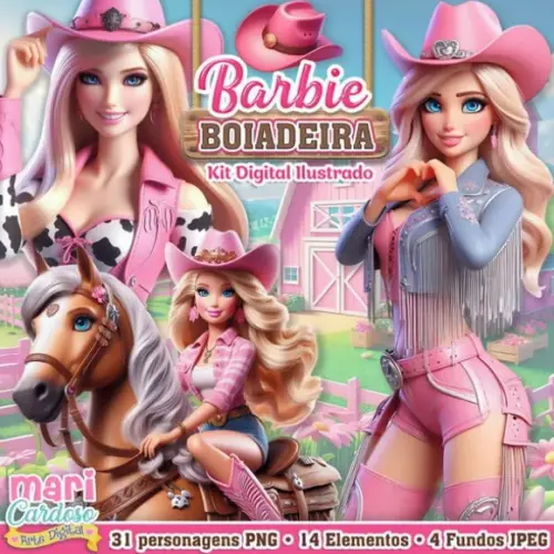 Arquivo de Corte: Kit Digital Barbie Boiadeira