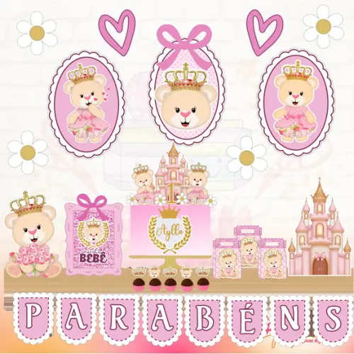 Arquivo de Corte: Kit So Um Bolinho Ursinha Princesa