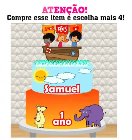 Arquivo de Corte: Topo de Bolo 3 Palavrinhas 003