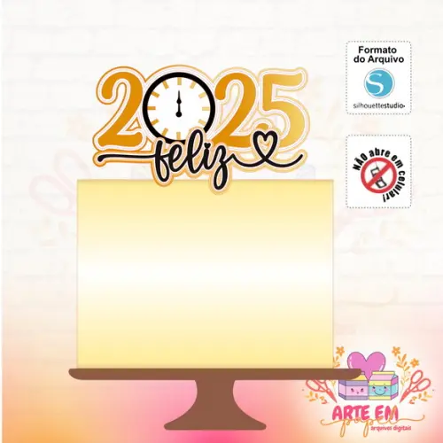 Arquivo de Corte: Topo de Bolo 2025 Feliz