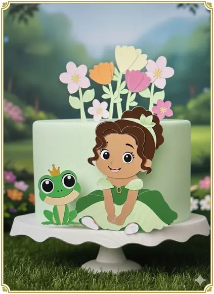 Arquivo de Corte: Topo de Bolo a Princesa e o Sapo Cute