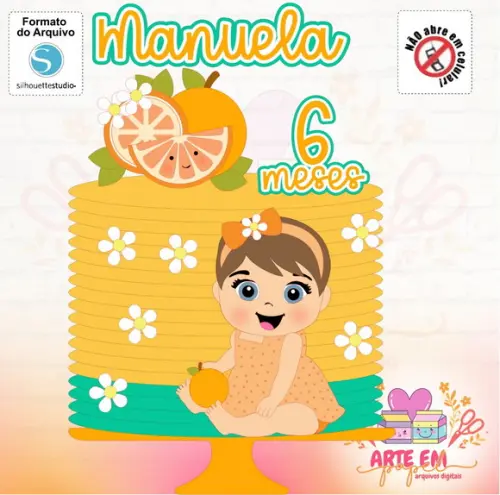 Arquivo de Corte: Topo de Bolo Baby Laranjinha