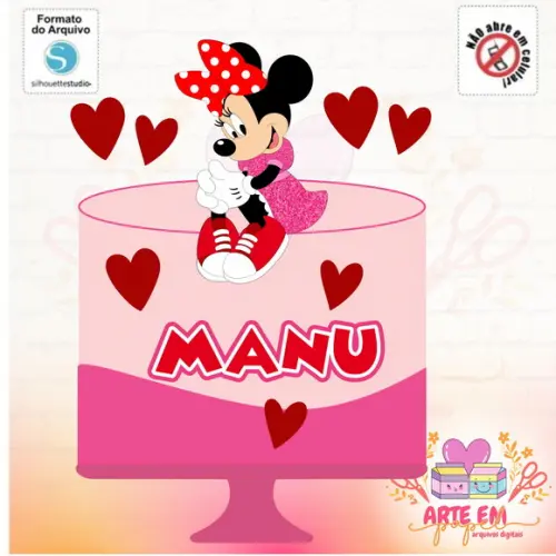 Arquivo de Corte: Topo de Bolo Baby Minnie Vermelha