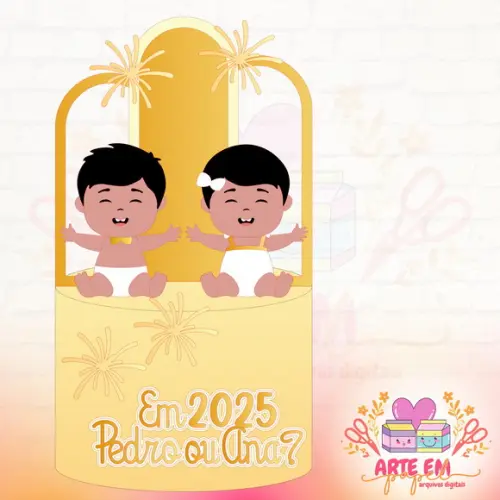 Arquivo de Corte: Topo de Bolo Babys Feliz Ano Novo 2025