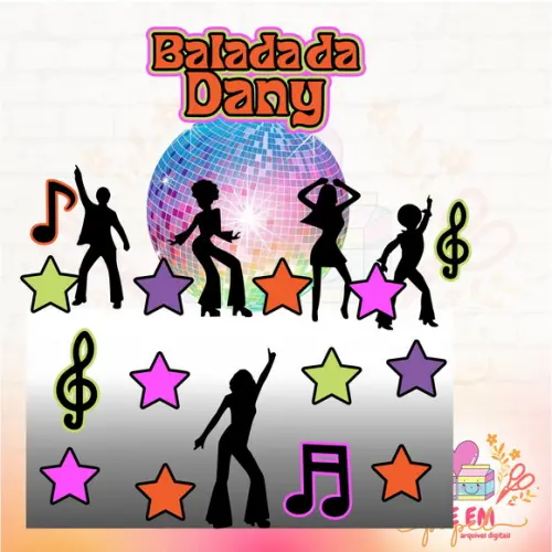 Arquivo de Corte: Topo de Bolo Balada Neon