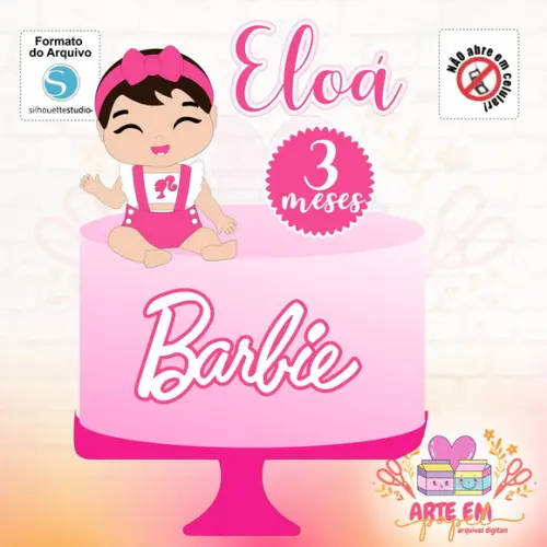 Arquivo de Corte: Topo de Bolo Barbie Baby 03