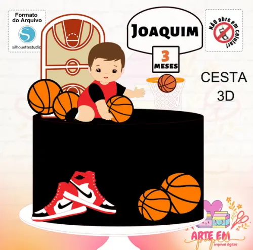 Arquivo de Corte: Topo de Bolo Basquete Menino Baby
