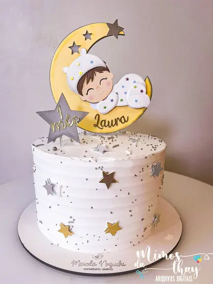 Arquivo de Corte: Topo de Bolo Bebe na Lua 001