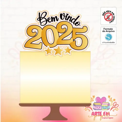 Arquivo de Corte: Topo de Bolo Bem-vindo 2025