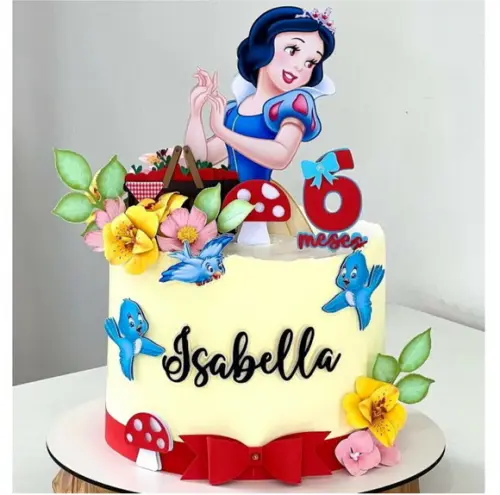 Arquivo de Corte: Topo de Bolo Branca de Neve com Flores