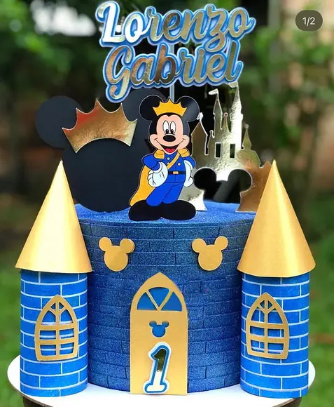 Arquivo de Corte: Topo de Bolo Castelo 3d Mickey Realeza