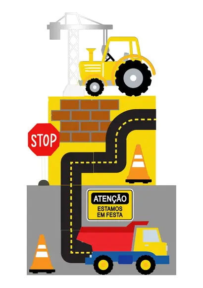 Arquivo de Corte: Topo de Bolo Contrução Trator 02