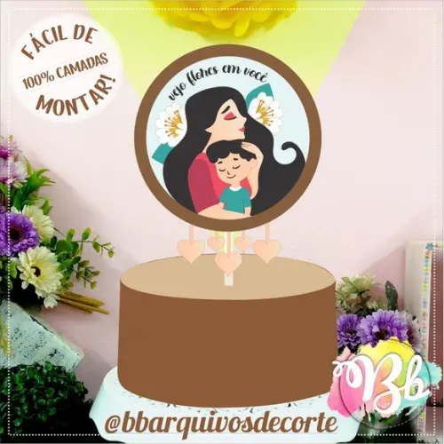 Arquivo de Corte: Topo de Bolo Dia das Mães 056