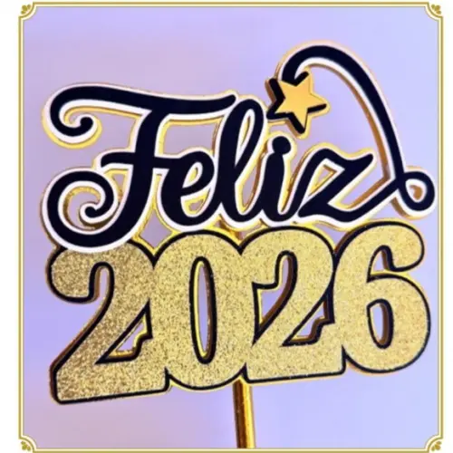 Arquivo de Corte: Topo de Bolo Feliz 2026