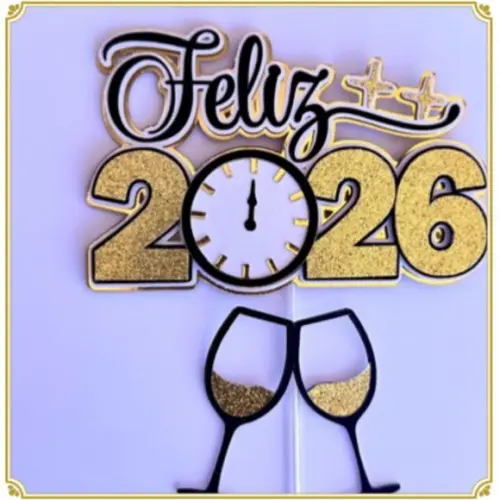 Arquivo de Corte: Topo de Bolo Feliz 2026