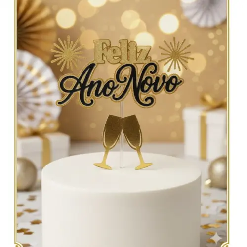 Arquivo de Corte: Topo de Bolo Feliz Ano Novo