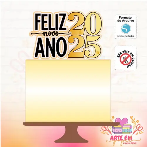 Arquivo de Corte: Topo de Bolo Feliz Ano Novo