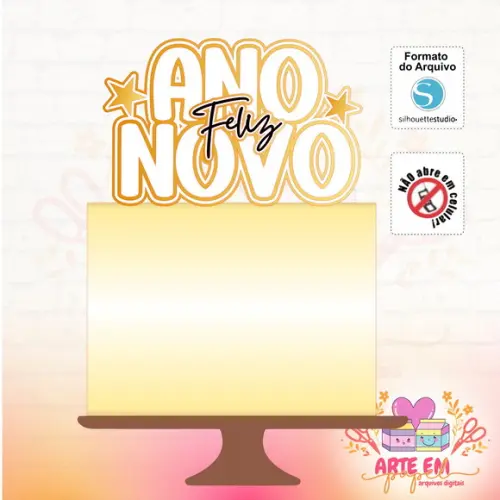 Arquivo de Corte: Topo de Bolo Feliz Ano Novo