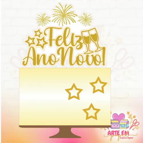 Arquivo de Corte: Topo de Bolo Feliz Ano Novo