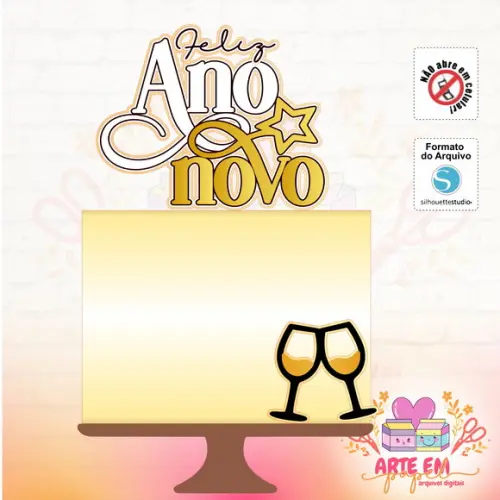 Arquivo de Corte: Topo de Bolo Feliz Ano Novo