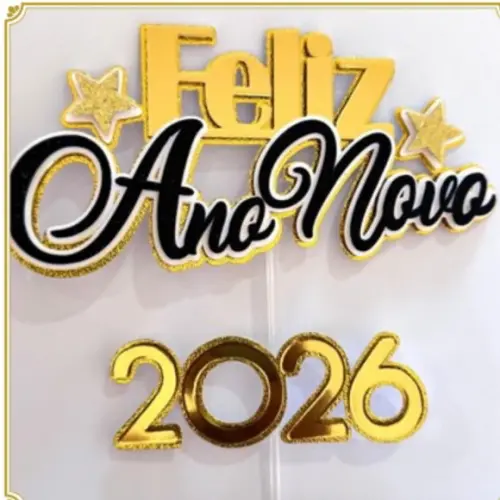 Arquivo de Corte: Topo de Bolo Feliz Ano Novo 2026